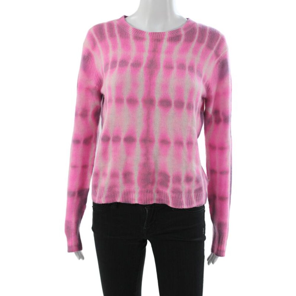 Aqua Cashmere Womens Pullover Sweater Pink Tie Dye Crewneck Cashmere Size XS